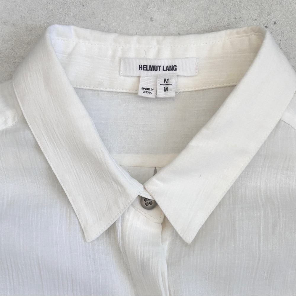 Helmut Lang White Drawstring Waist Button Down Tu… - image 6